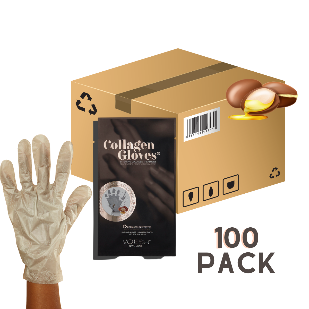 Găng tay làm móng Voesh Deluxe Manicure Collagen - Chiết xuất dầu Argan + Lô hội - Hộp 100 chiếc
