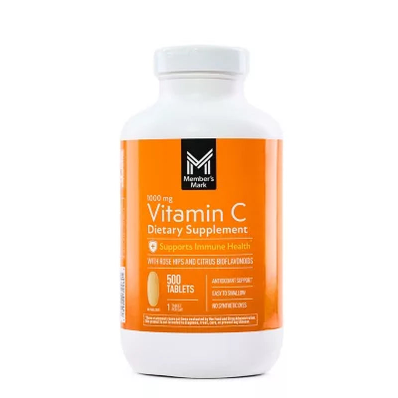 Member'S Mark Vitamin C plus Citrus Bioflavonoids & Rose Hips Tablets, 1000Mg, 500 Ct.
