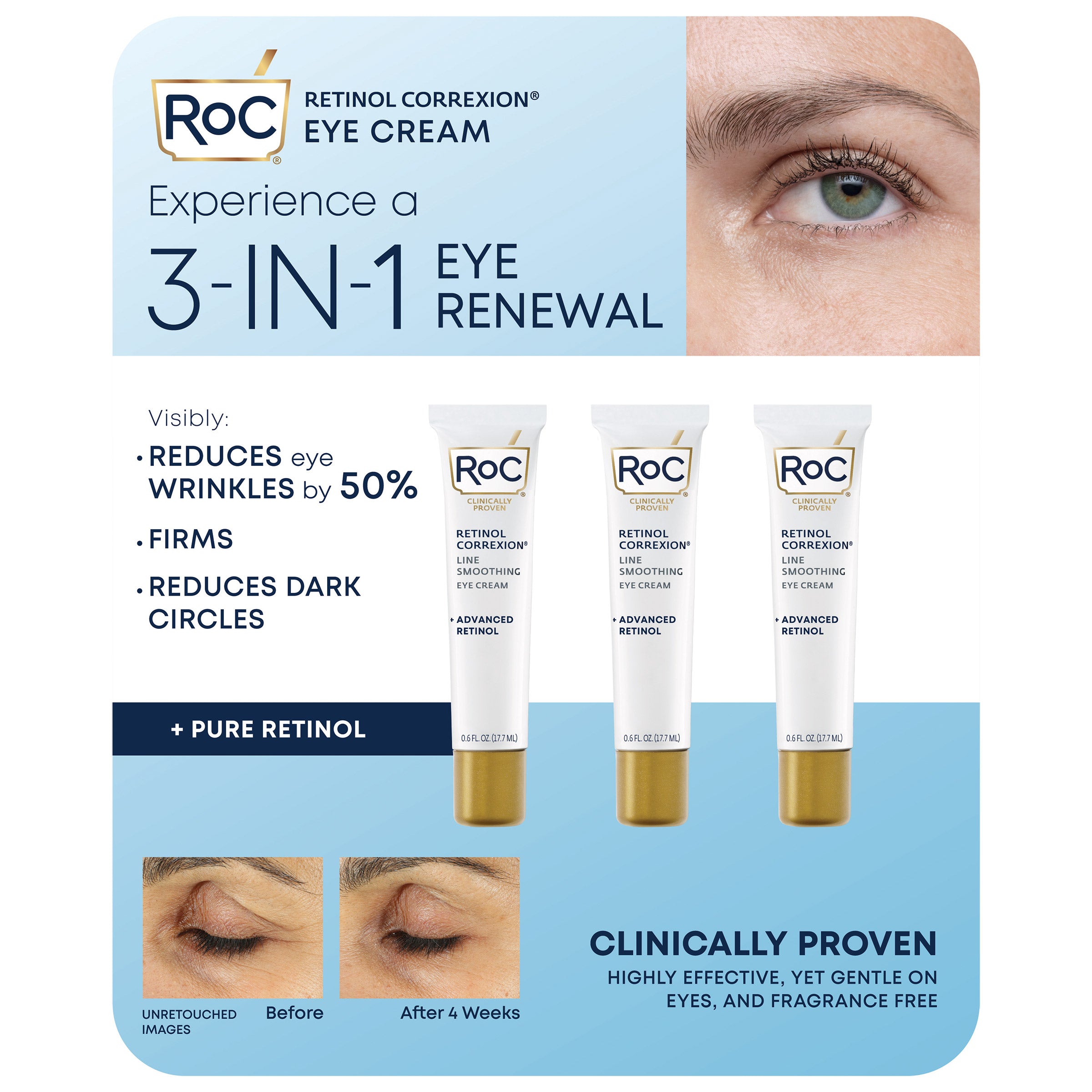 Line Smoothing Eye Cream, 0.6 Fl Oz, 3-Pack