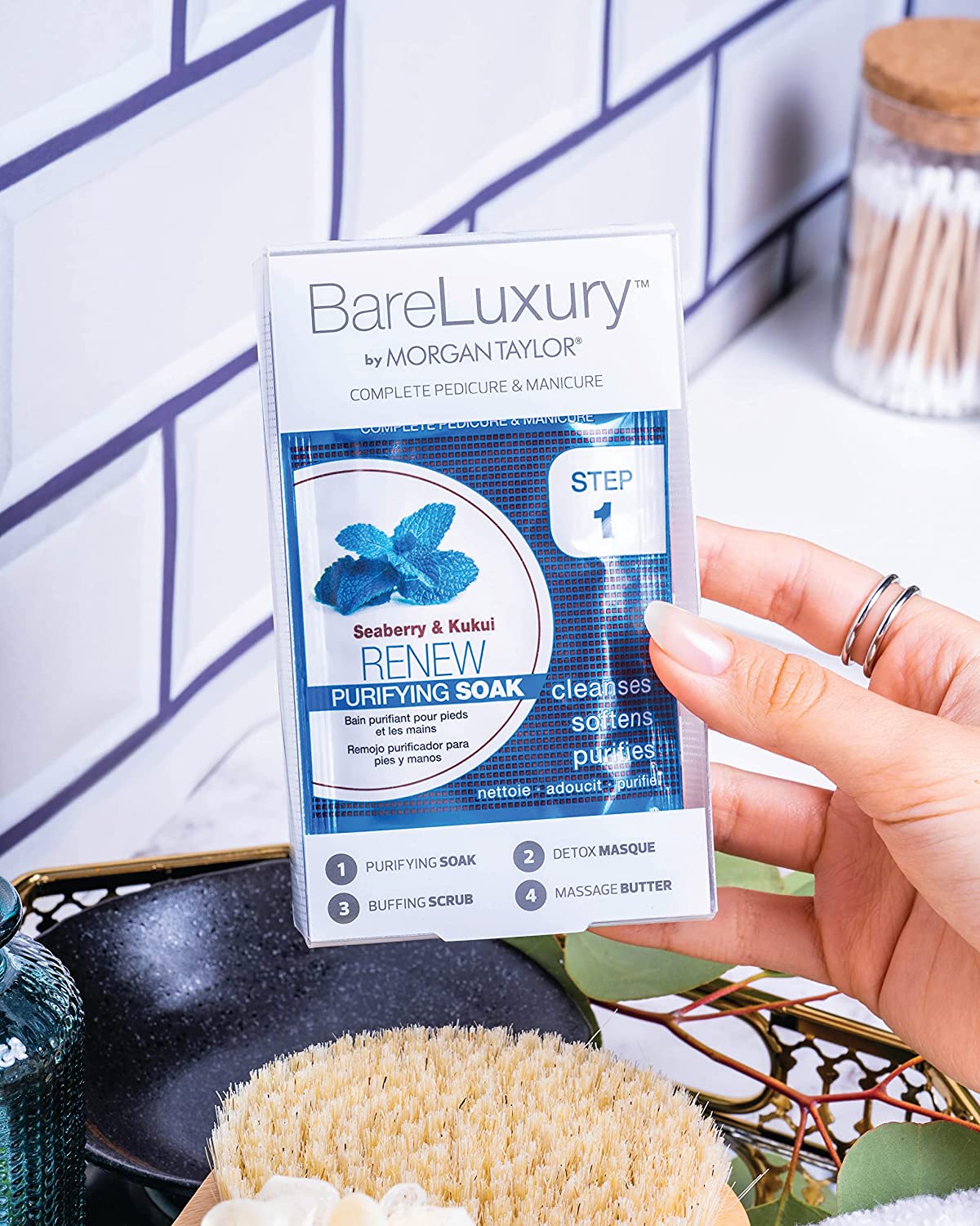 Gói chăm sóc móng chân và móng tay toàn diện 4 bước của BareLuxury - Seaberry & Kukui