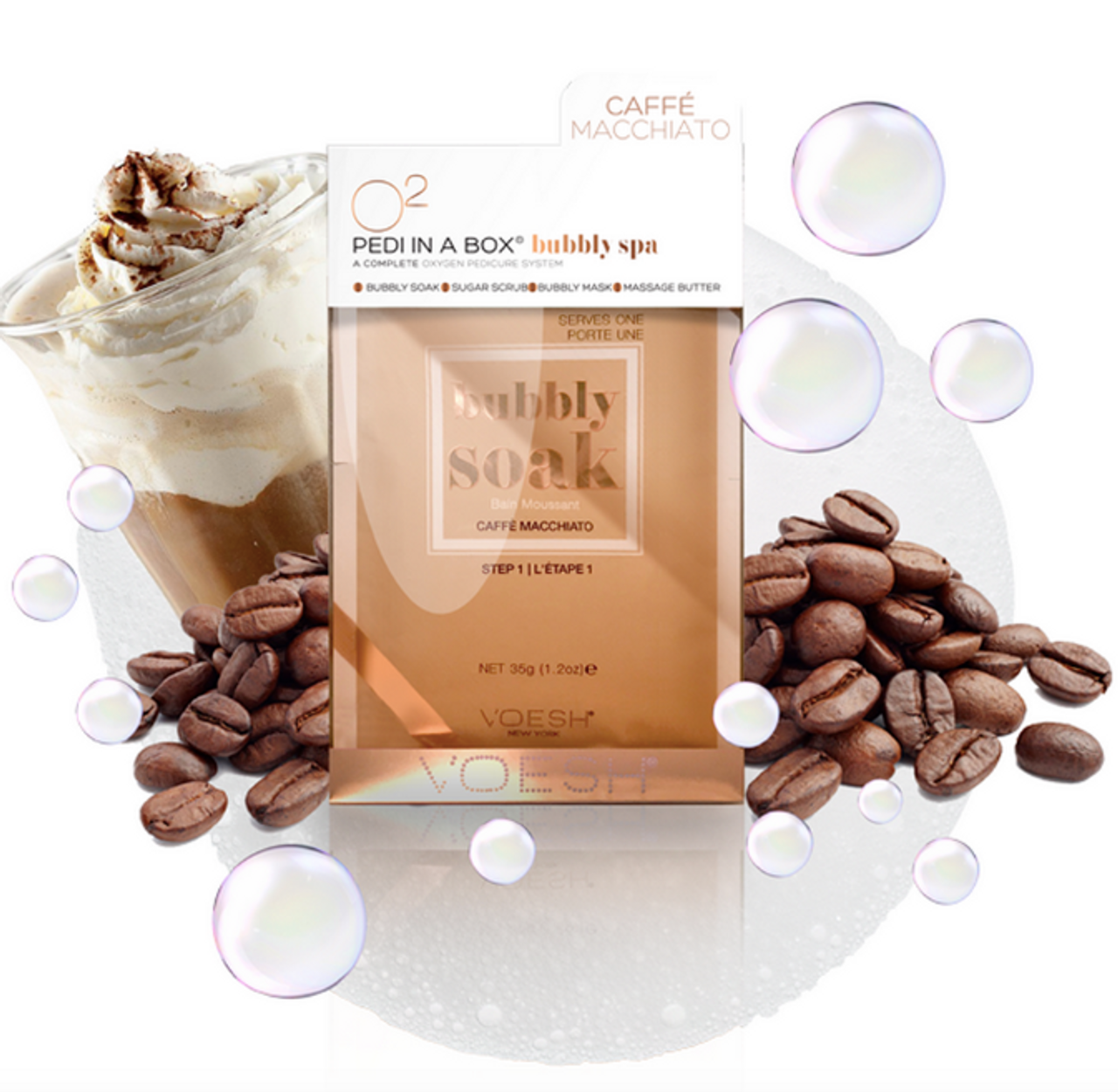 Voesh Deluxe Pedicure 4 bước O2 Bubbly Spa - Caffe Macchiato - Thùng 50