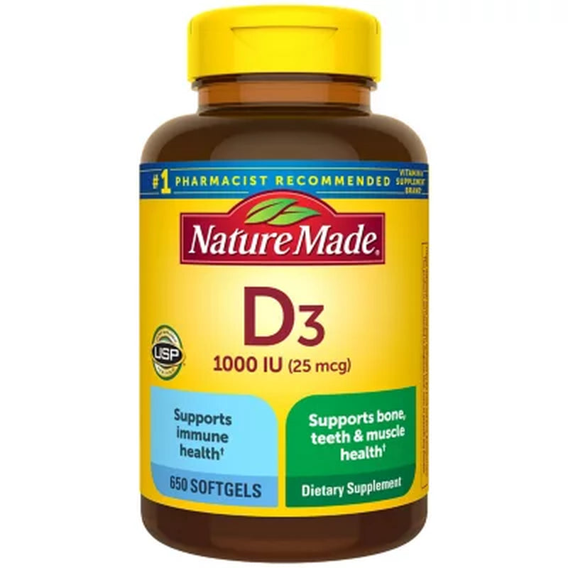 Nature Made Vitamin D 1000 IU Softgels, 650 Ct.