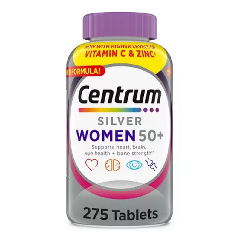 Centrum Silver Multivitamins for Women over 50, Multimineral Supplement Tablets, 275 Ct.