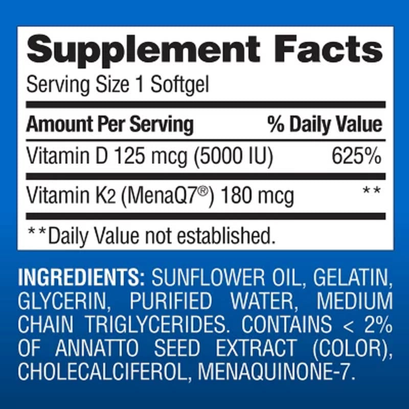 Member'S Mark Vitamin K2 + D3 Softgels, 150 Ct.