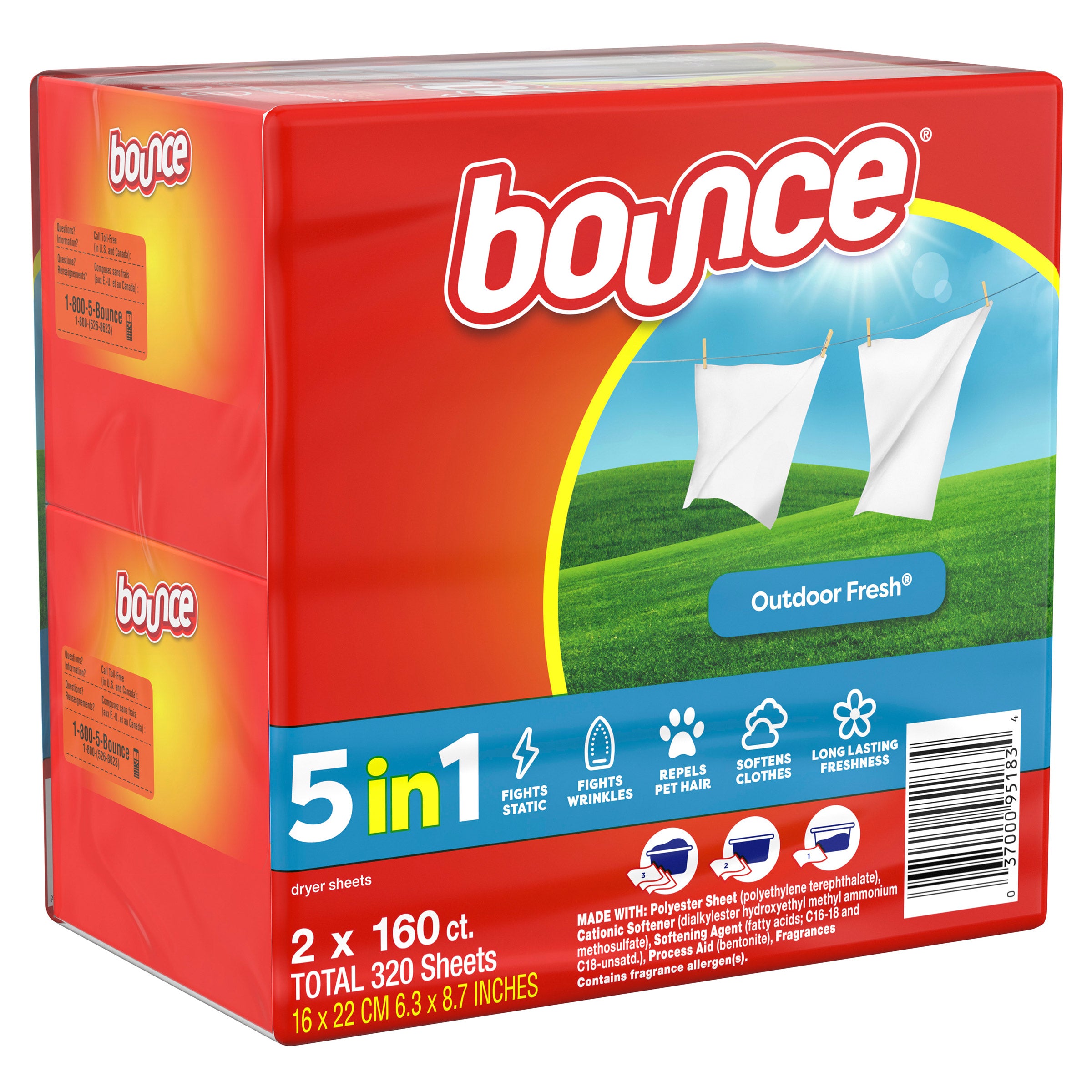 Fabric Softener Dryer Sheets, Outdoor Fresh, 160-Count, 2-Pack