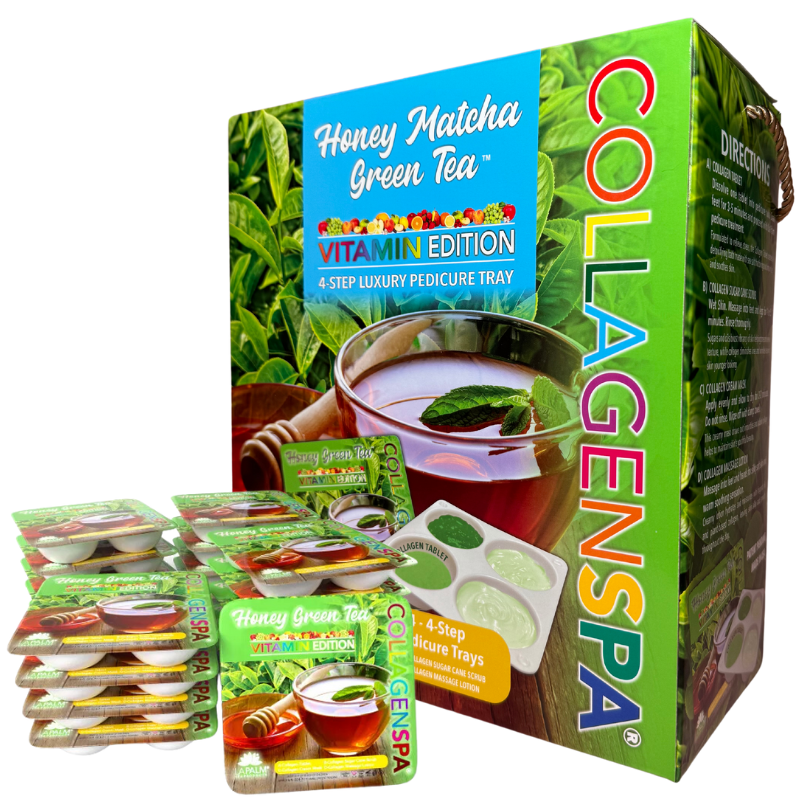 Khay chăm sóc chân 4 bước La Palm CollagenSpa - Trà xanh Matcha mật ong - Hộp 24 cái