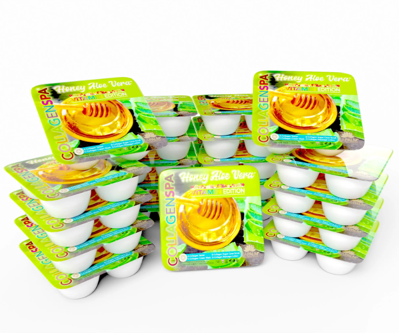 Khay chăm sóc chân 4 bước La Palm CollagenSpa - Nha đam Honeydew - Hộp 24 cái