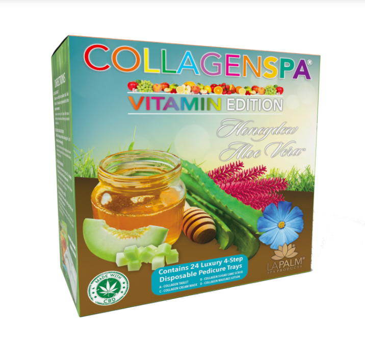 Khay chăm sóc chân 4 bước La Palm CollagenSpa - Nha đam Honeydew - Hộp 24 cái