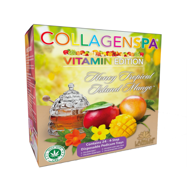 Khay chăm sóc móng chân 4 bước La Palm CollagenSpa - Hương xoài đảo nhiệt đới - Hộp 4 hộp