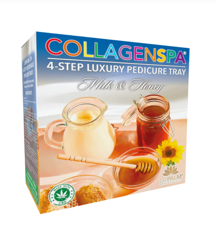 Khay chăm sóc móng chân 4 bước La Palm CollagenSpa - Mật ong & Sữa - Hộp 4 hộp