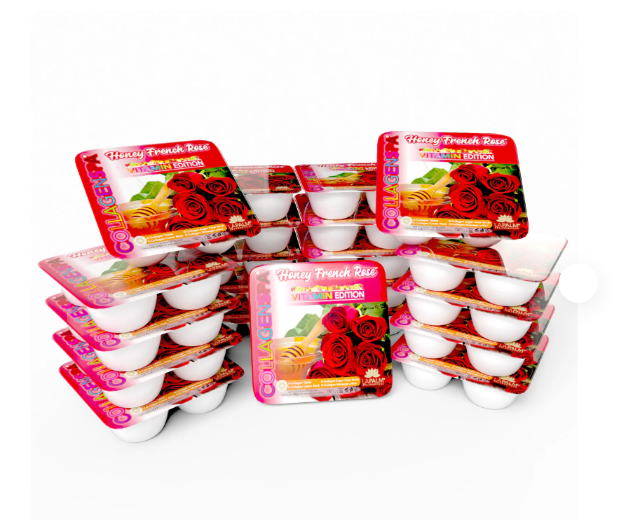 Khay chăm sóc móng chân 4 bước La Palm CollagenSpa - Honey Romantic Rose - Hộp 4 hộp