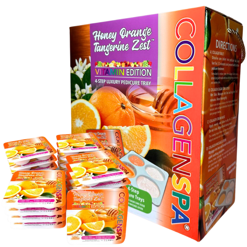 Khay chăm sóc móng chân 4 bước La Palm CollagenSpa - Vỏ quýt cam mật ong - Hộp 4