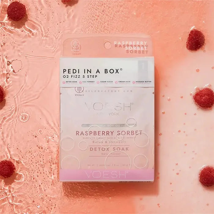 Voesh Deluxe Pedicure 4 bước O2 Bubbly Spa - Hương mâm xôi - Hộp 50 cái
