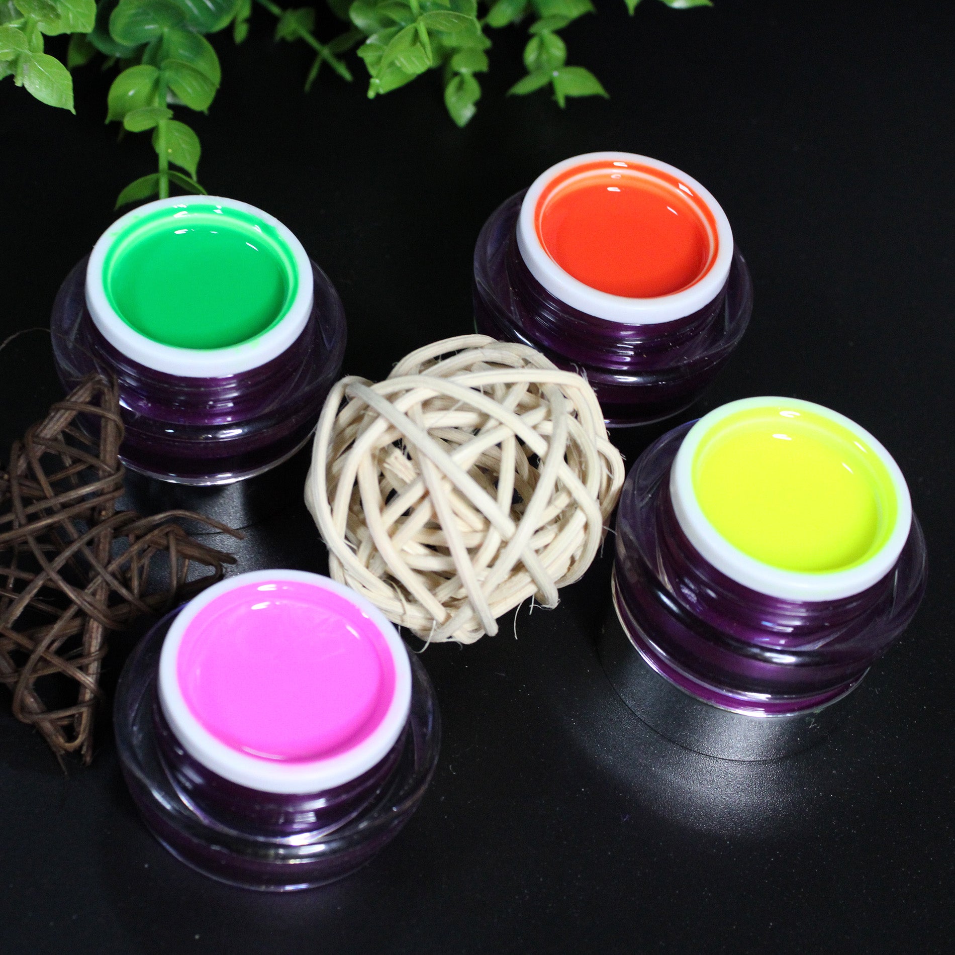 IND Spider Gel Kit 4 Màu Neon 10ml Kèm 2 Cọ Vẽ