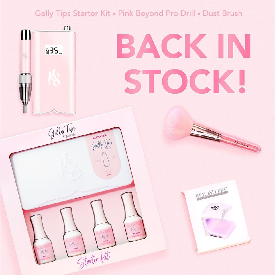Kiara Sky GELLY TIPS STARTER KIT - MEDIUM STILETTO - Gồm Đèn Mini Flash Cure Led