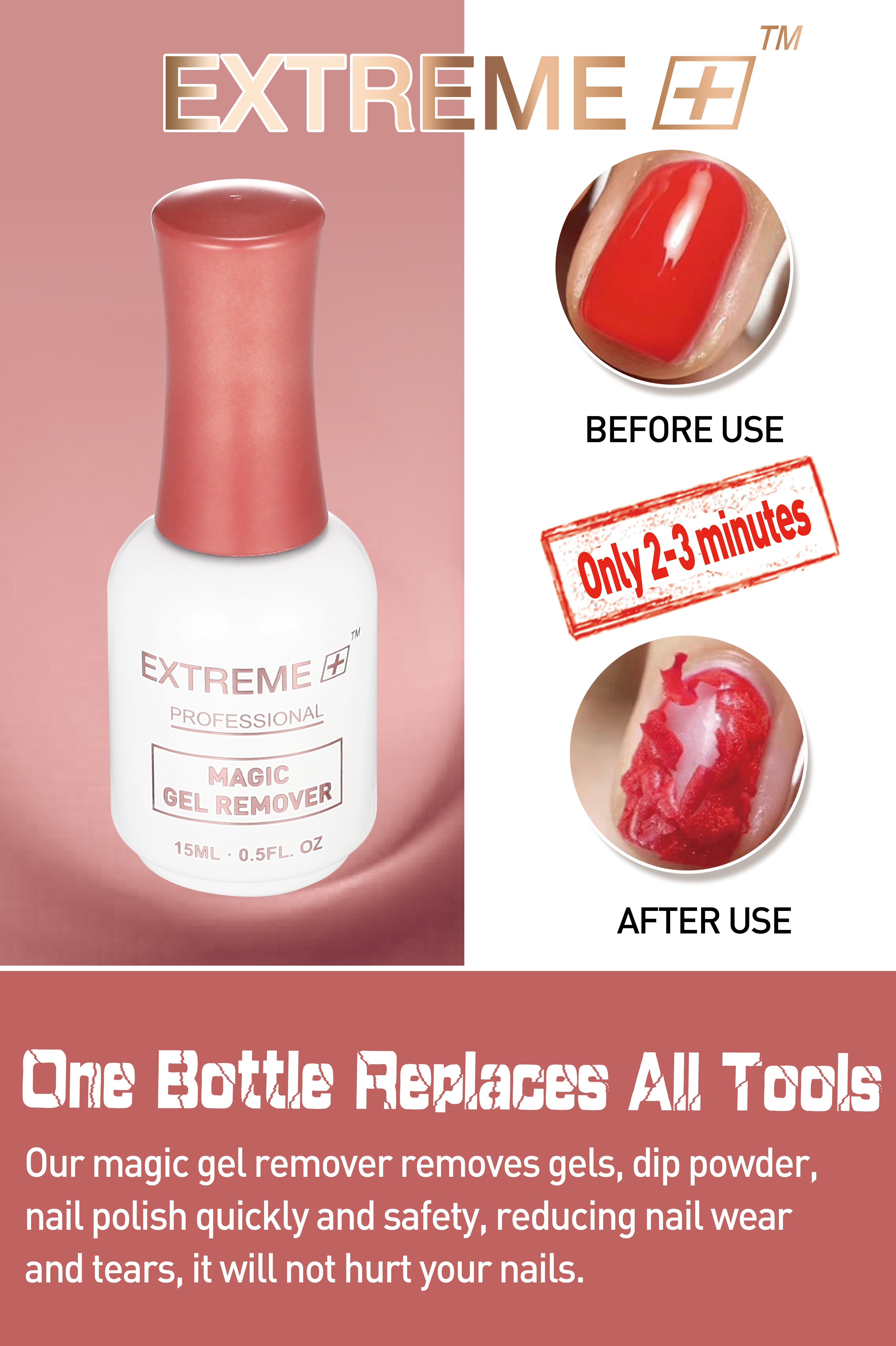 EXTREME+ Magic Remover Gel Nước Tẩy Sơn Móng Tay 15mL 0.5oz