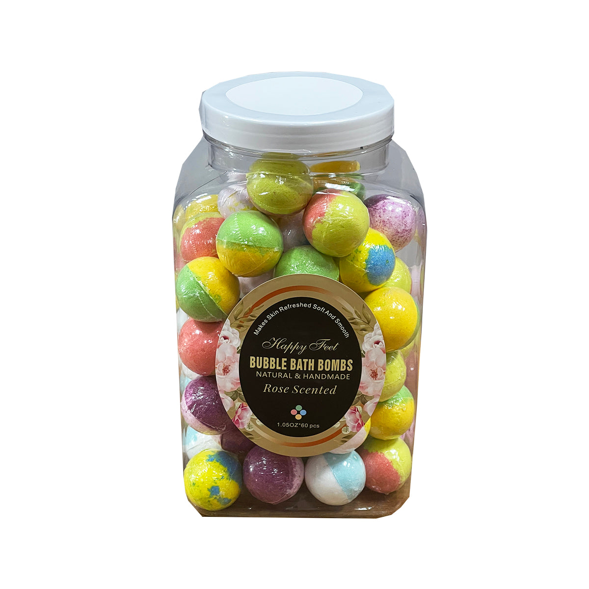 HappyFeet Bubble 60 viên bom tắm - Kem hồng - Hộp 4 viên