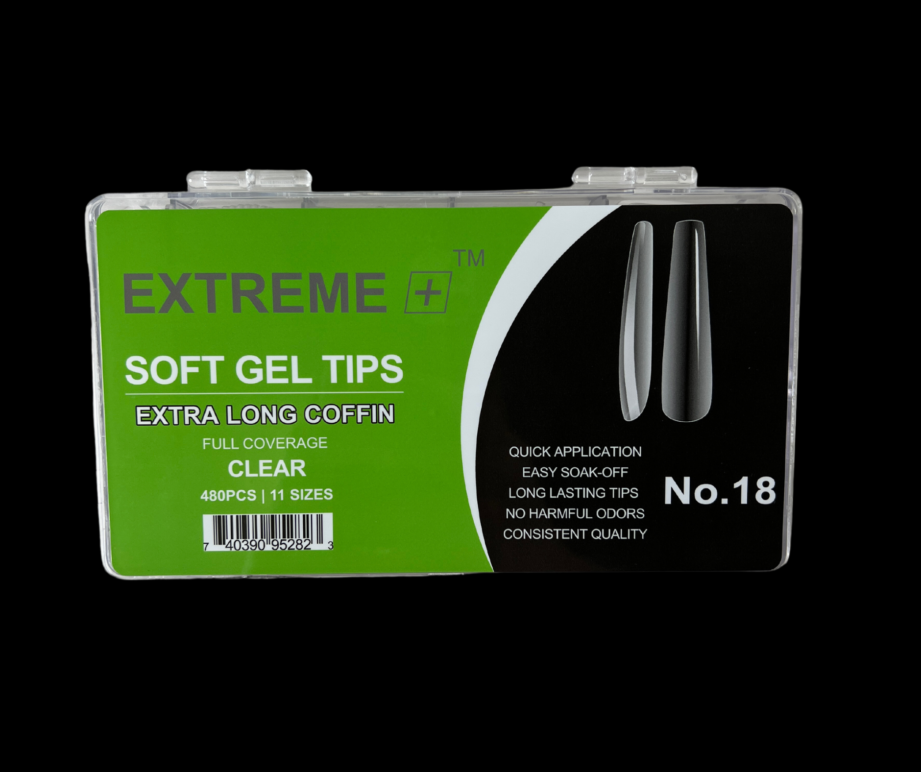 Đầu móng tay trong suốt phủ toàn bộ EXTREME+ số 18 _ Móng nhọn siêu dài