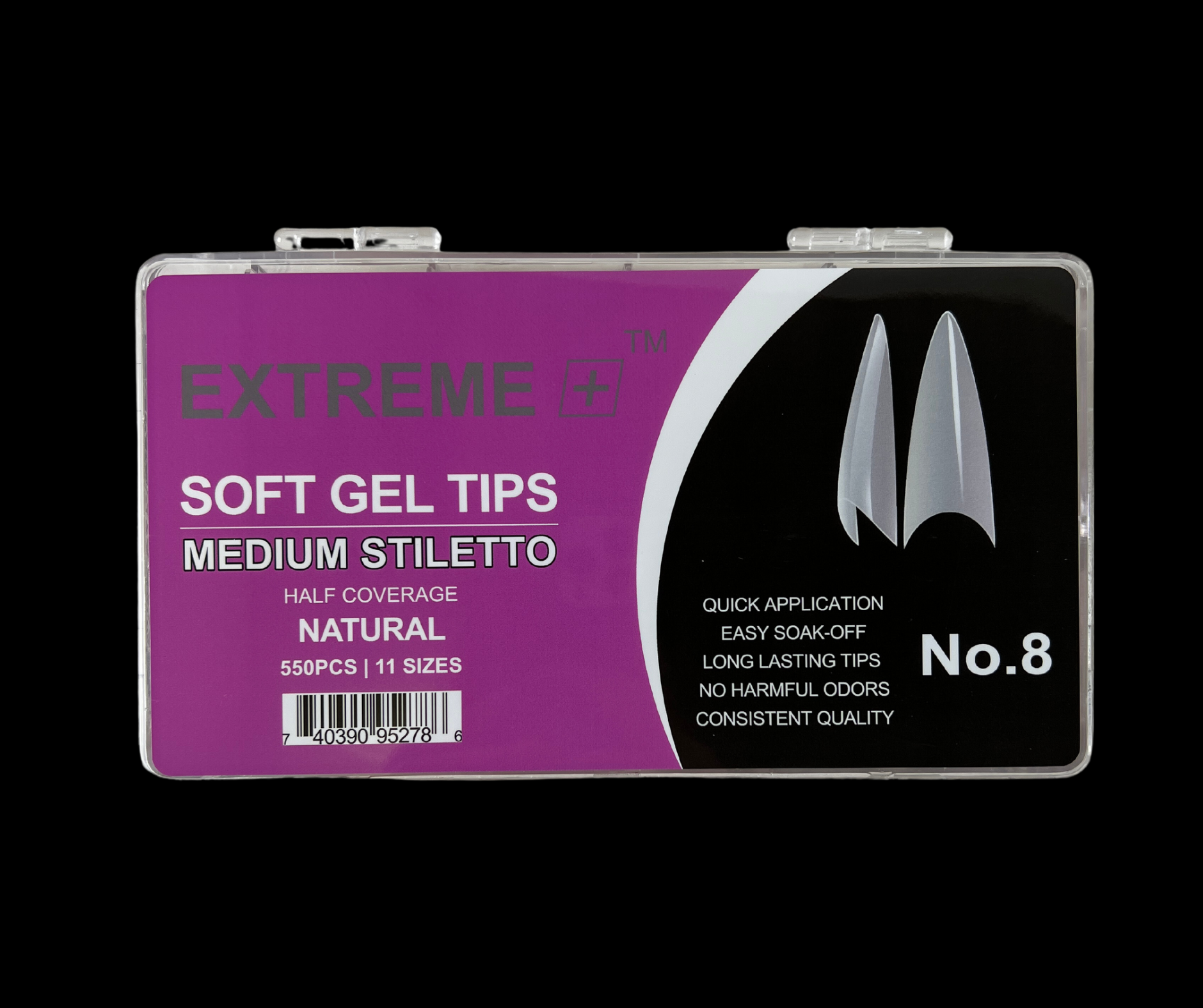 Móng tay giả nửa đầu tự nhiên EXTREME+ số 8 _ Móng nhọn cỡ trung
