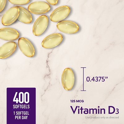 Member'S Mark Vitamin D3 Softgels, 125 Mcg, 400 Ct.