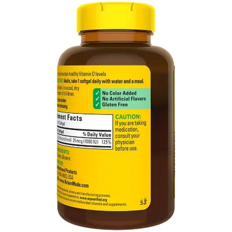Nature Made Vitamin D 1000 IU Softgels, 650 Ct.