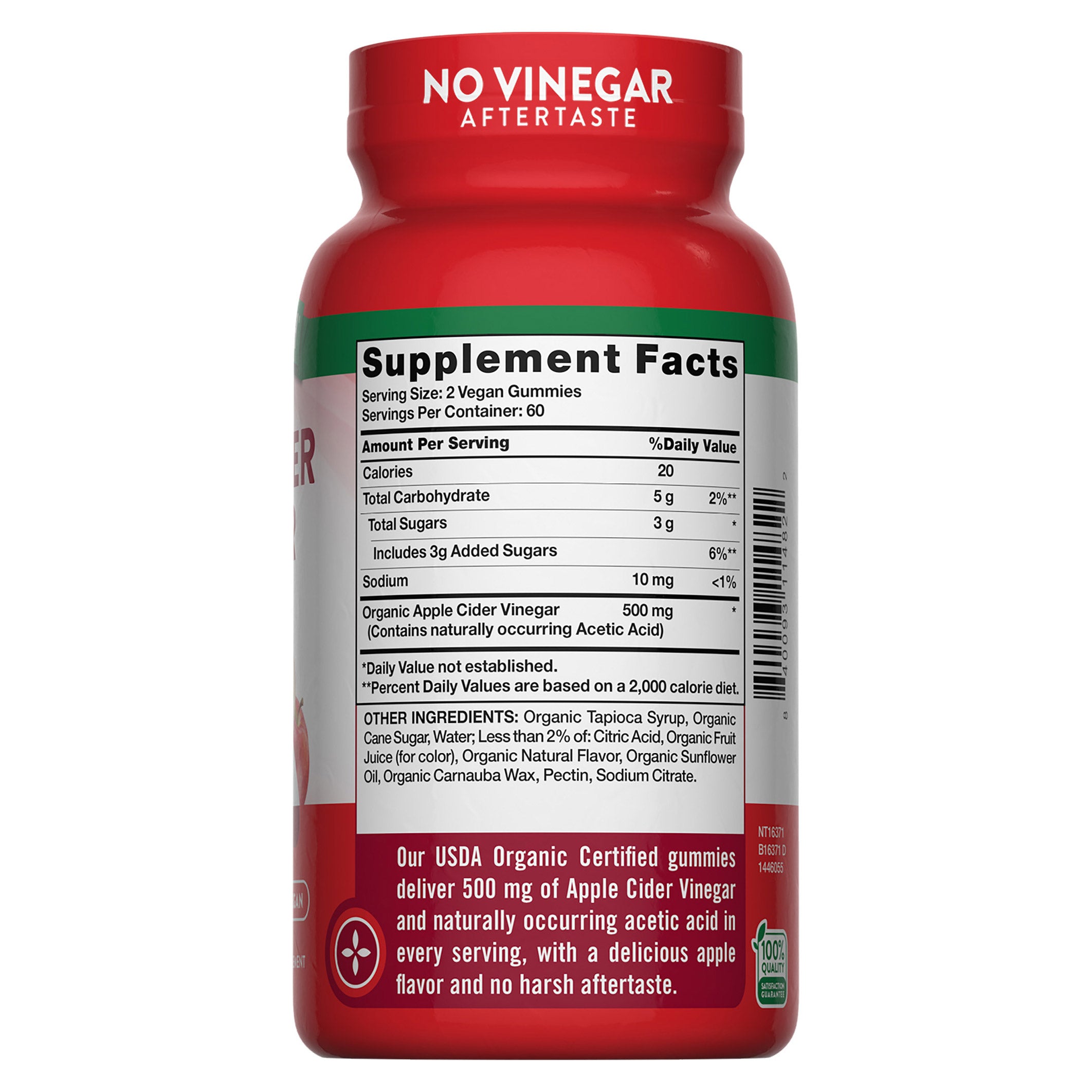 USDA Organic Apple Cider Vinegar 500 Mg., 120 Gummies