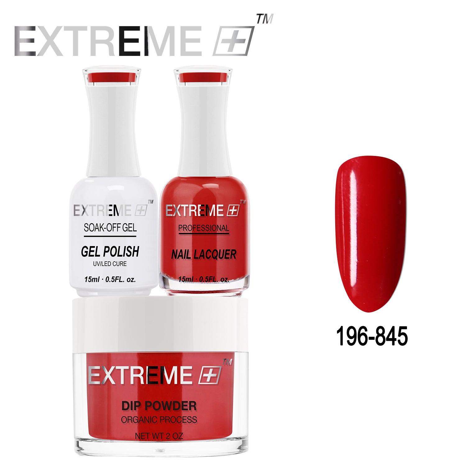 EXTREME+ All-in-One 3-in-1  Dip Powder, Gel Polish, and Nail Lacquer #196 Combo Set