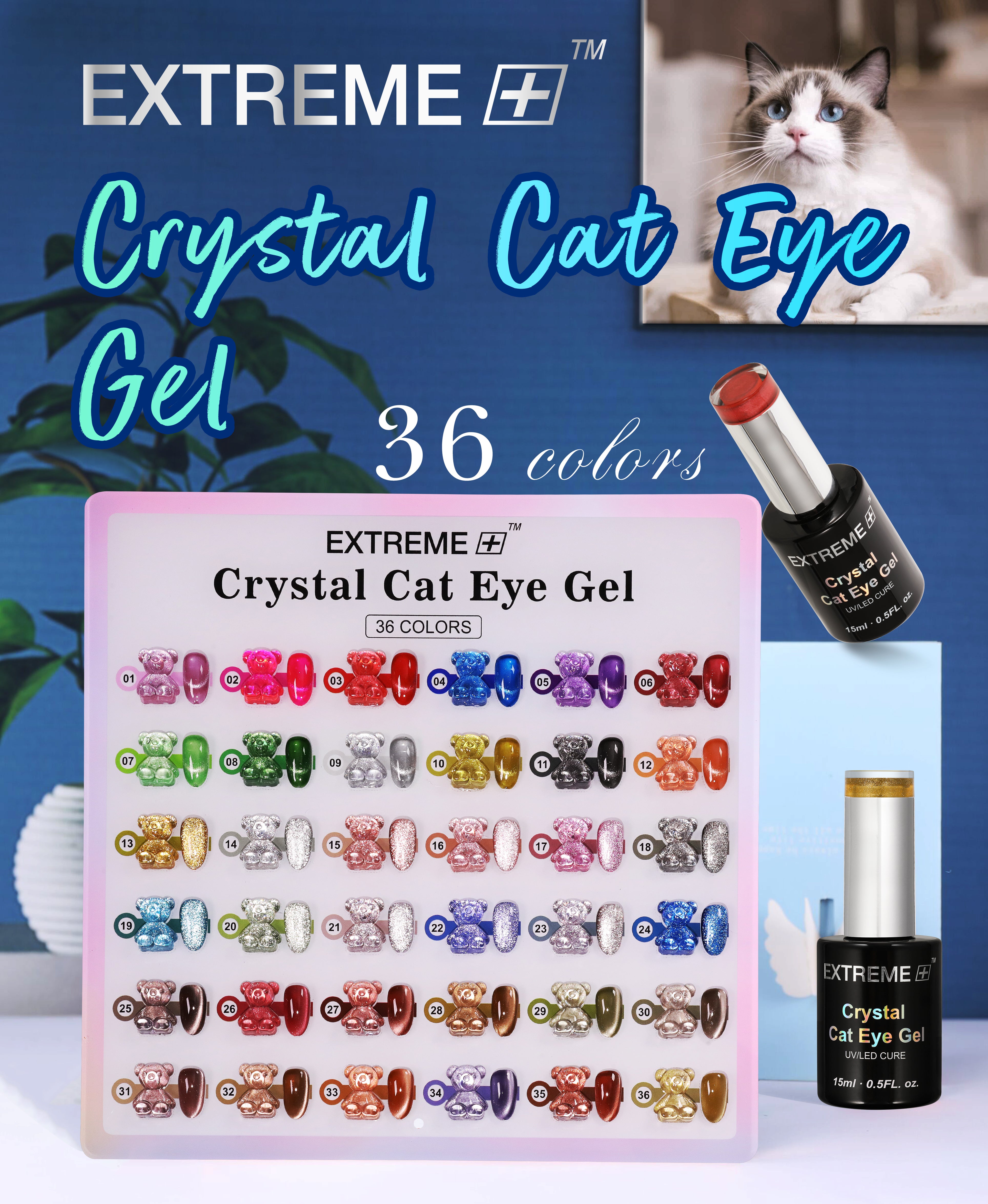 Extreme+ Crystal Cat Eye Gel - Full 36 colors