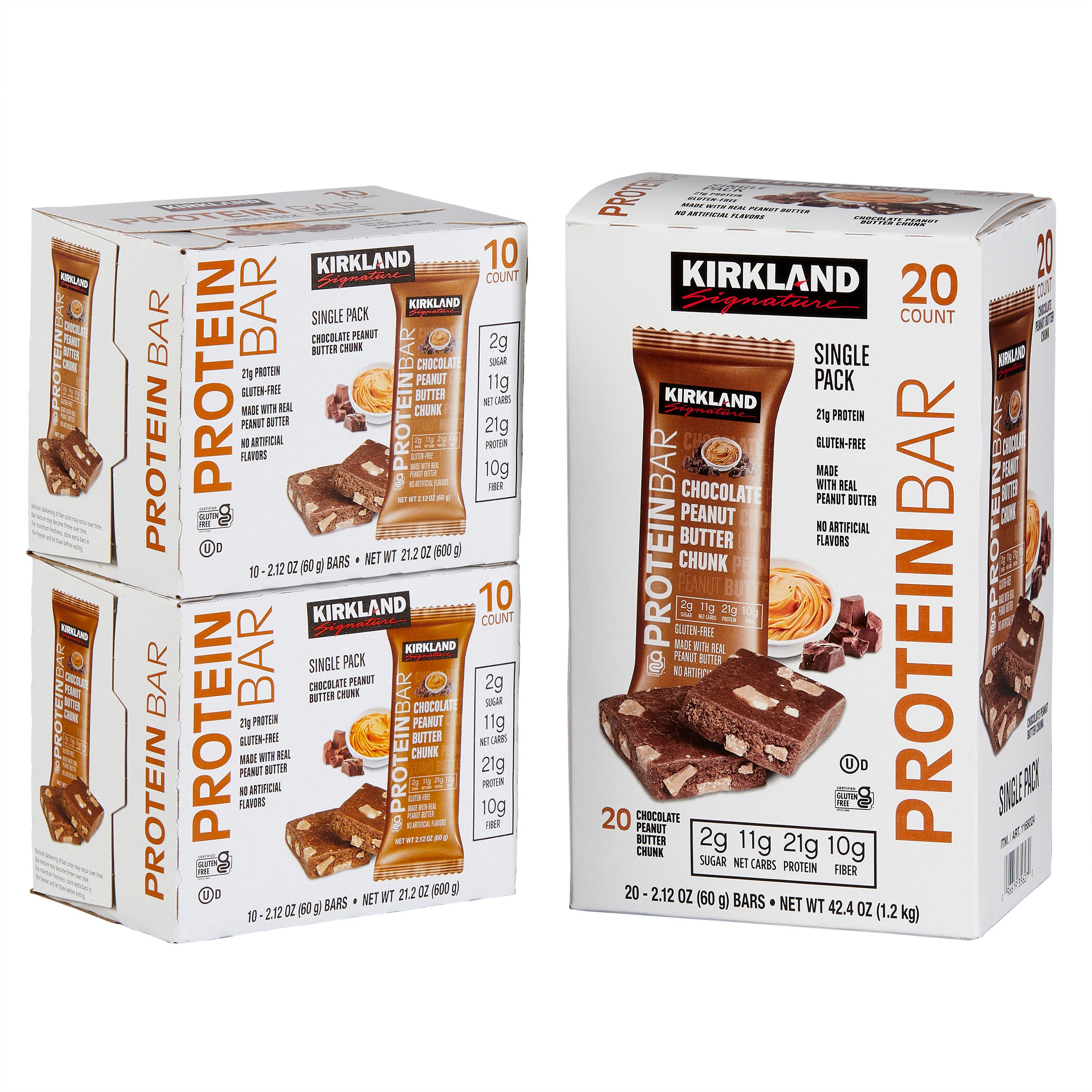 Protein Bars Chocolate Peanut Butter Chunk 2.12 Oz, 20-Count