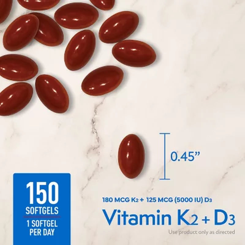 Member'S Mark Vitamin K2 + D3 Softgels, 150 Ct.