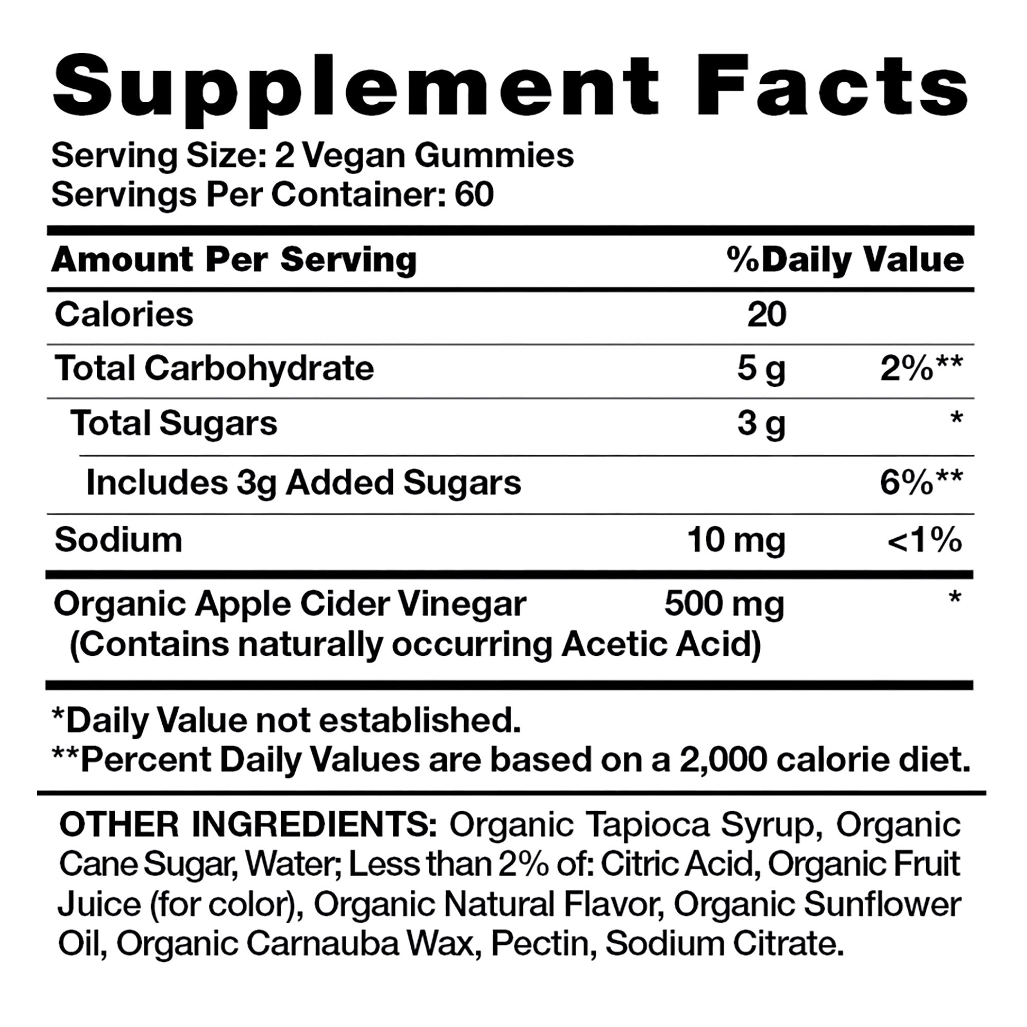USDA Organic Apple Cider Vinegar 500 Mg., 120 Gummies