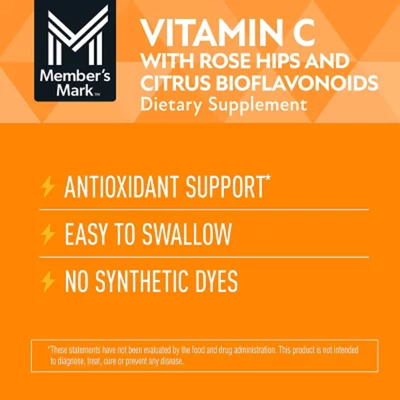 Member'S Mark Vitamin C plus Citrus Bioflavonoids & Rose Hips Tablets, 1000Mg, 500 Ct.