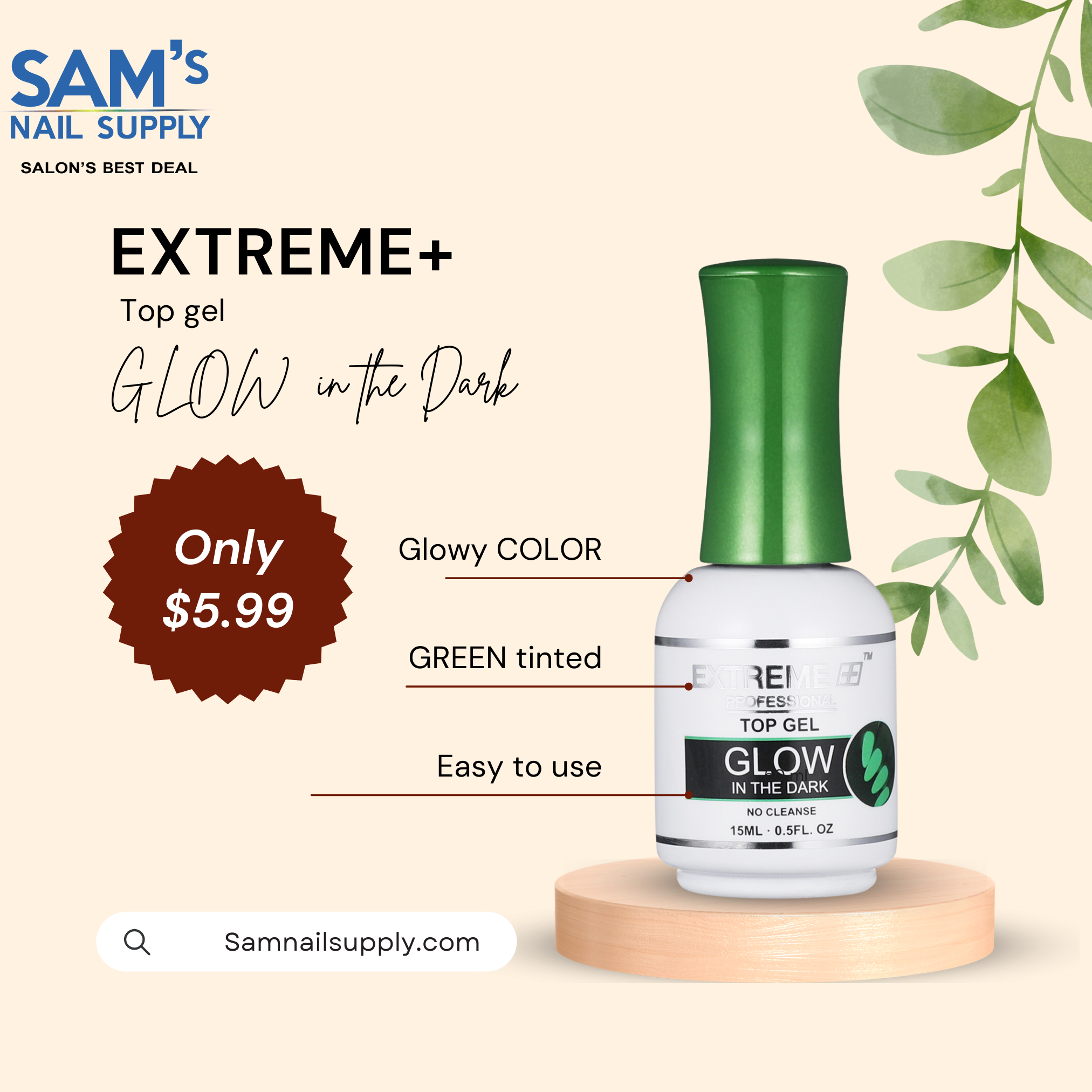 EXTREME+ Glow in the Dark - Glow Top Color Gel 0.5oz