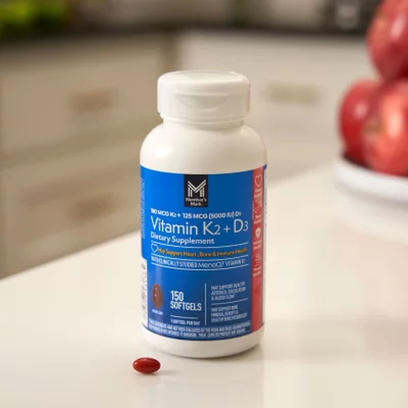 Member'S Mark Vitamin K2 + D3 Softgels, 150 Ct.