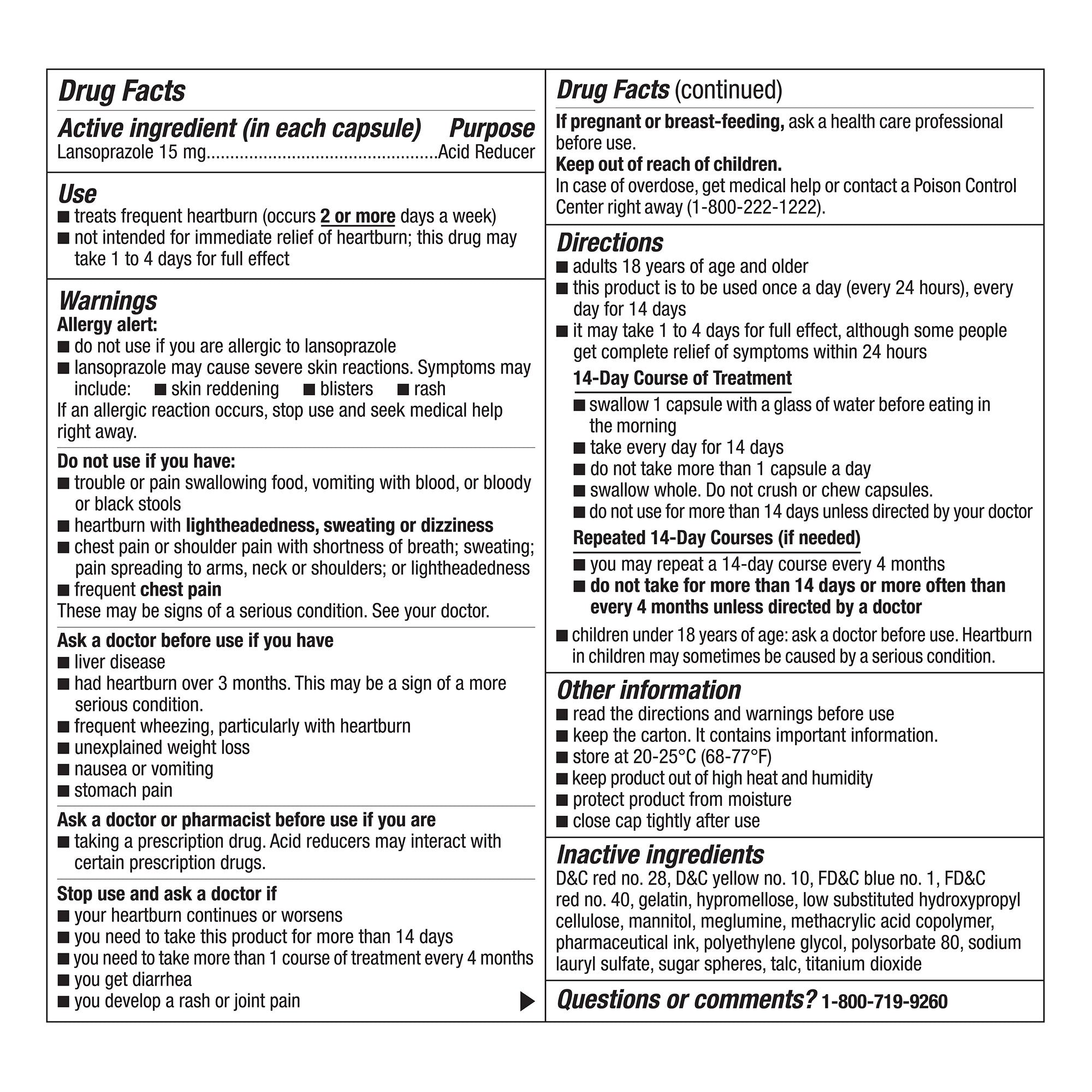 Lansoprazole 15 Mg. Acid Reducer, 42 Capsules