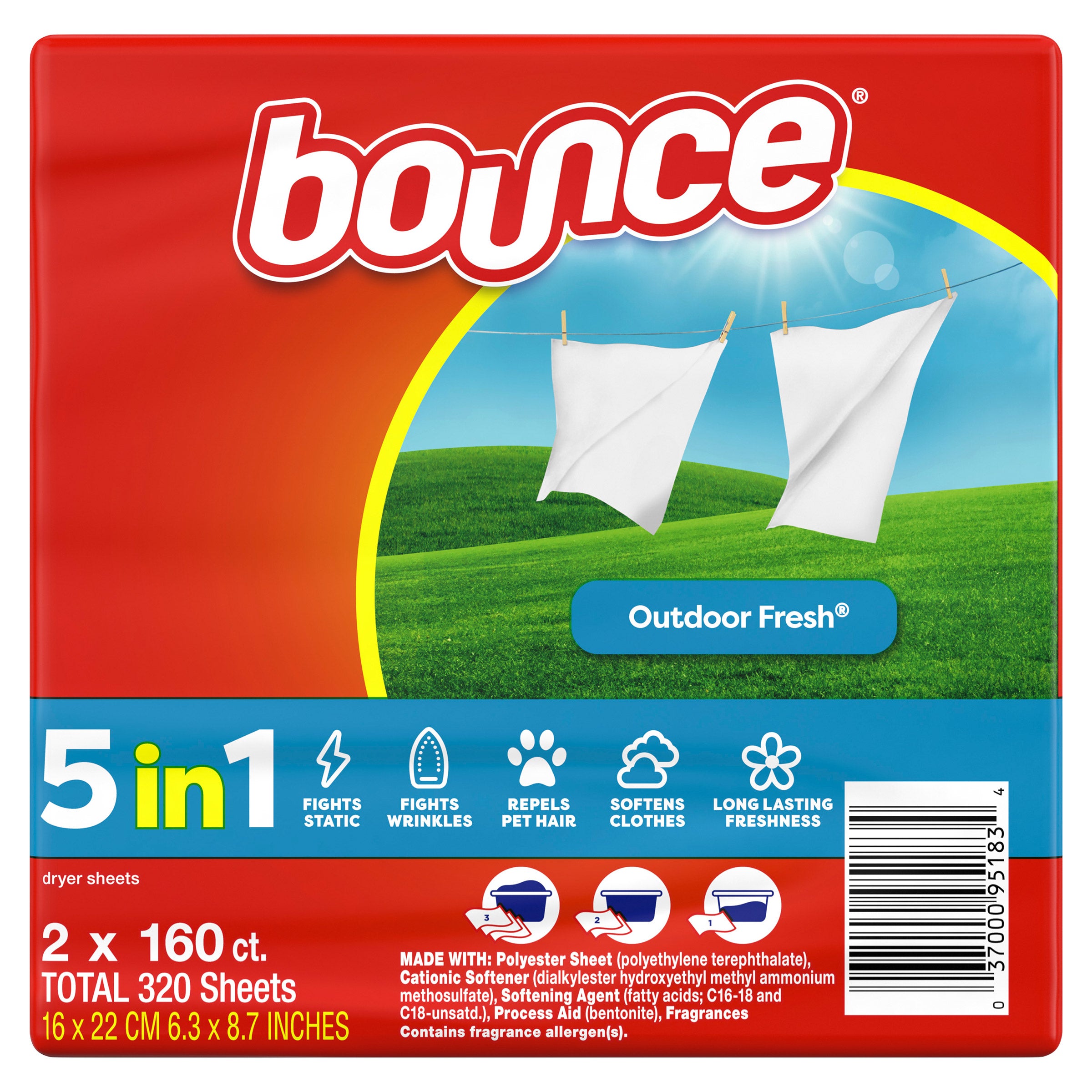 Fabric Softener Dryer Sheets, Outdoor Fresh, 160-Count, 2-Pack