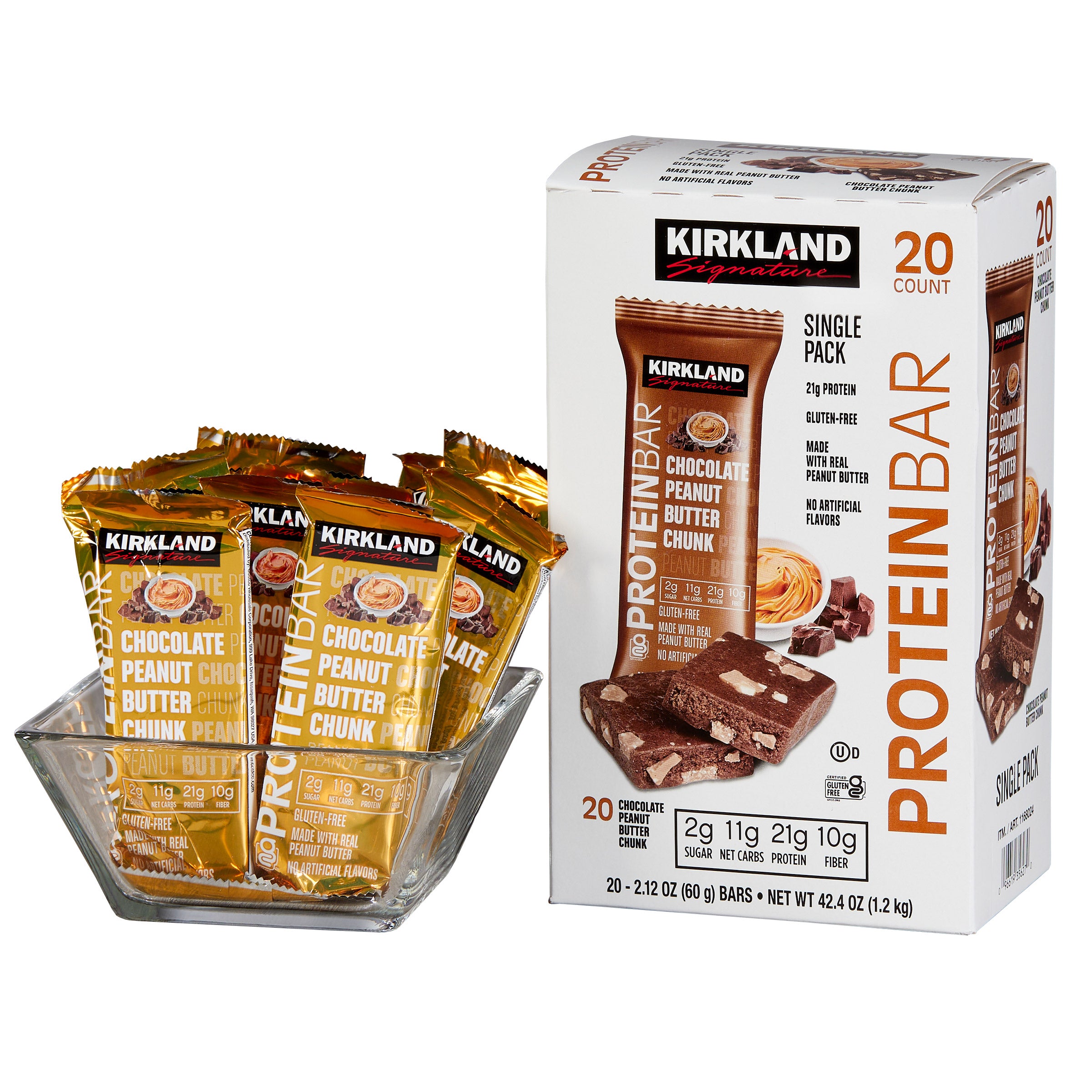 Protein Bars Chocolate Peanut Butter Chunk 2.12 Oz, 20-Count