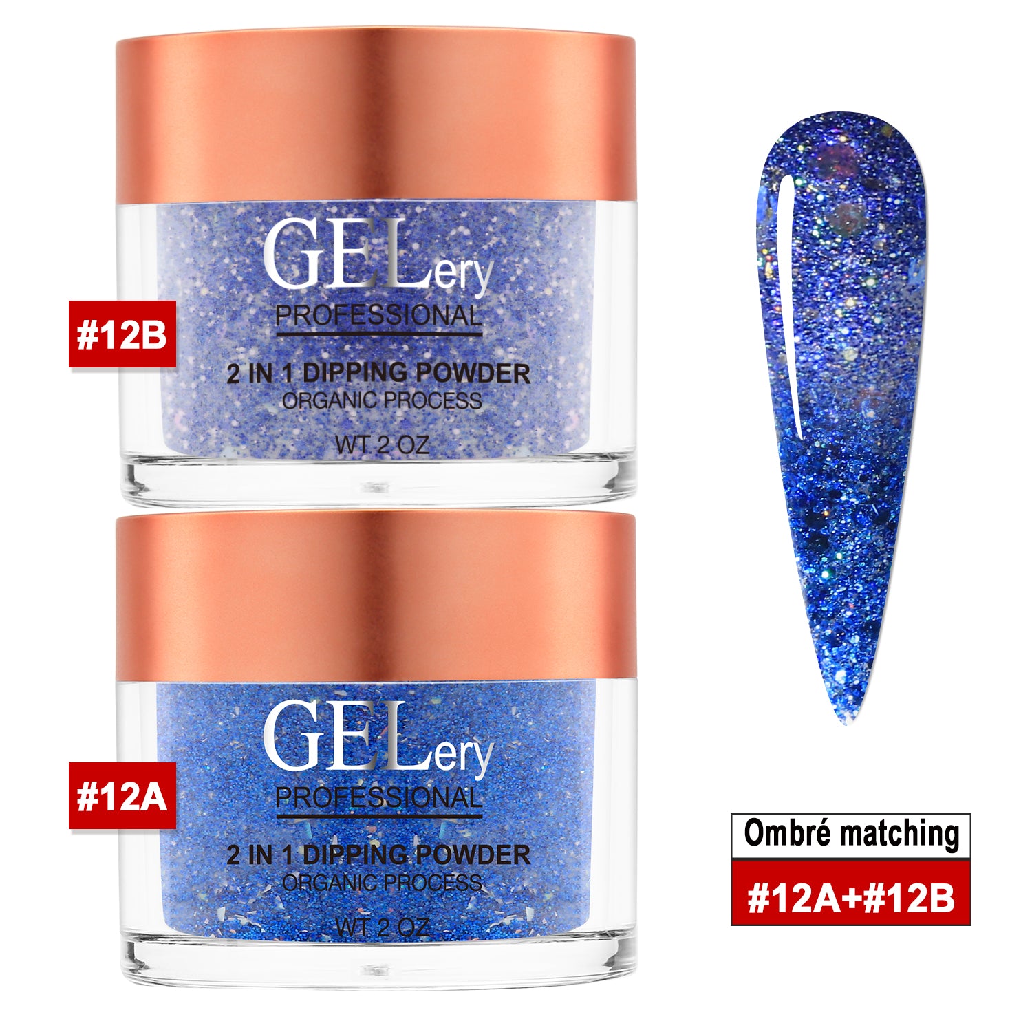 GELery Ombre Dipping Set - #12A + 12B - Free Easy Easy Ombre Base Gel 0.5oz