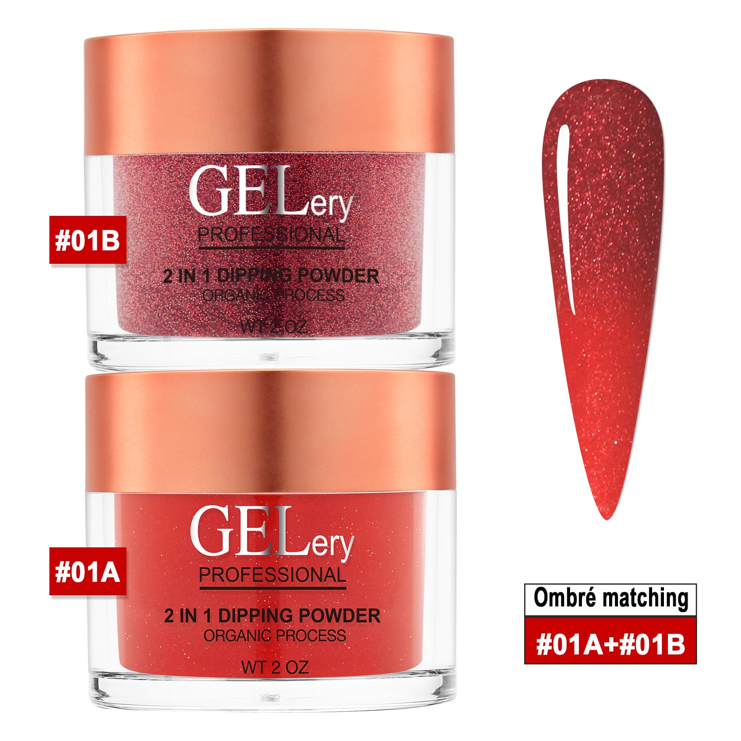 GELery Ombre Dipping Set - #1A + 1B - Free Easy Easy Ombre Base Gel 0.5oz