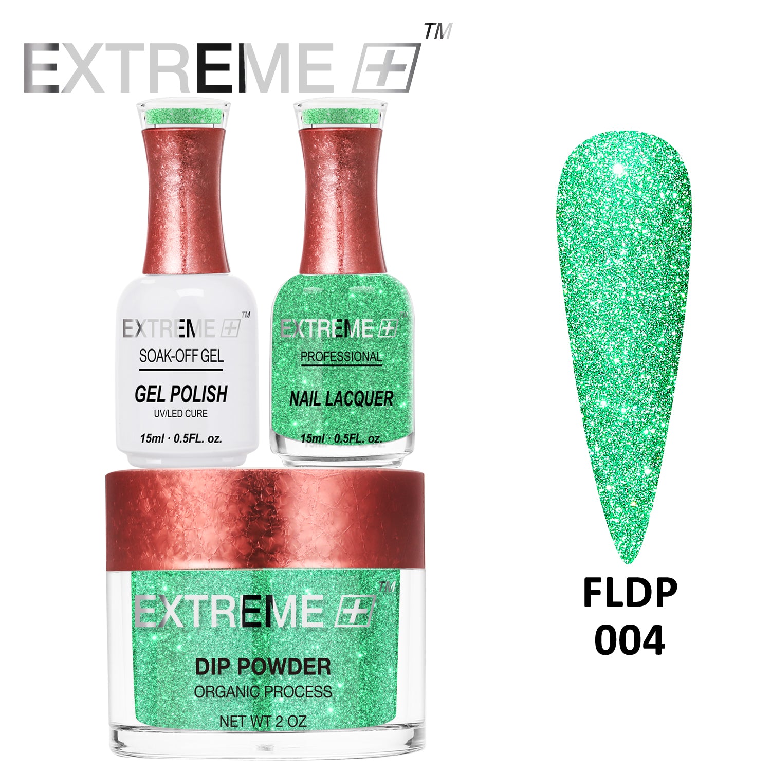 EXTREME+ Đèn pin trên Nail Bộ ba kim tuyến phản quang - #004 Jade