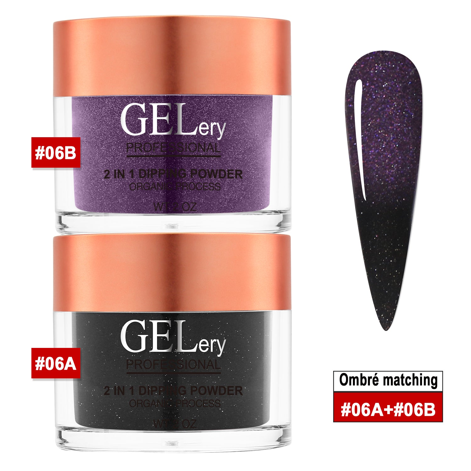 GELery Ombre Dipping Set - #6A + 6B - Free Easy Easy Ombre Base Gel 0.5oz