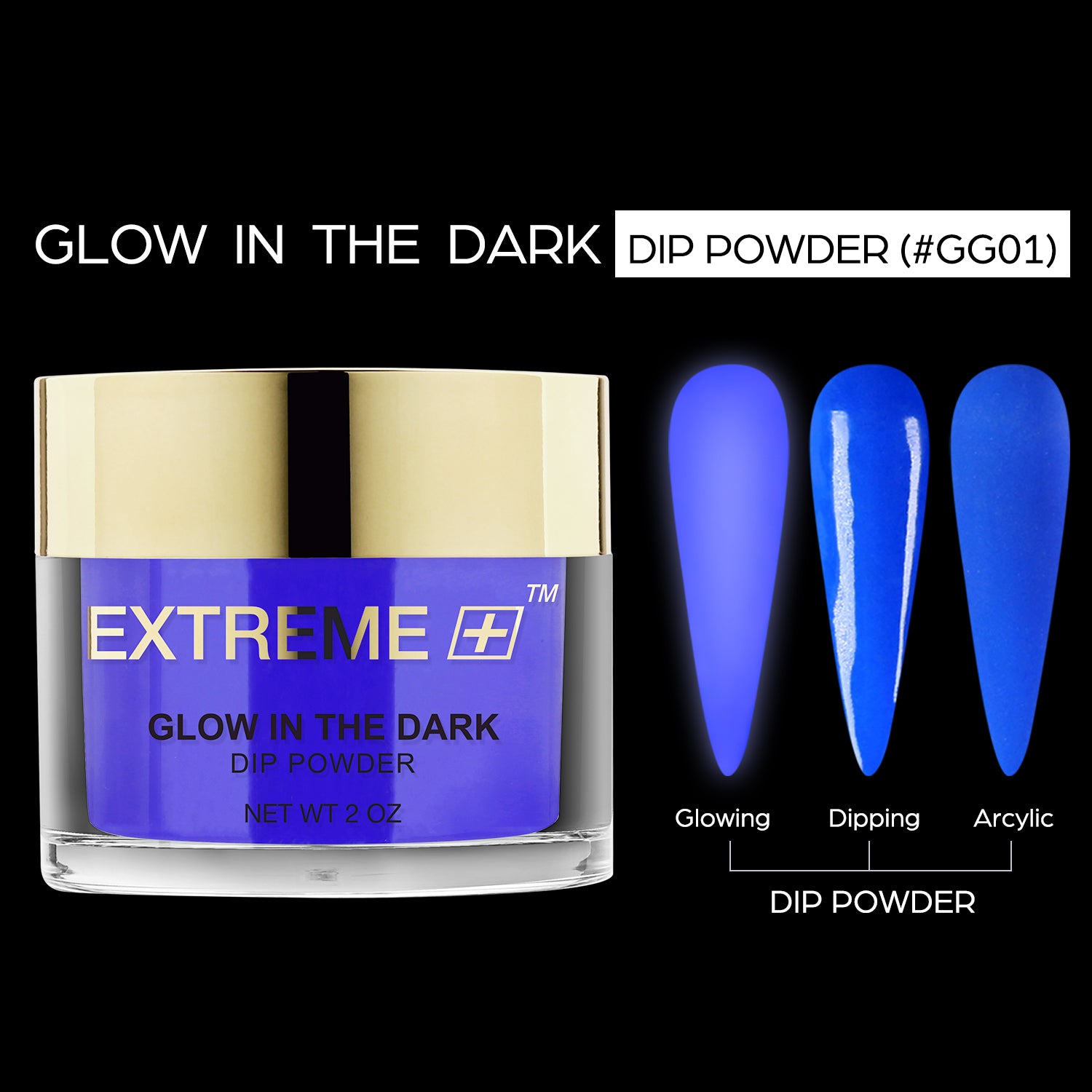 EXTREME+ SUPER Glow in the Dark Dip Powder 2 oz - #001