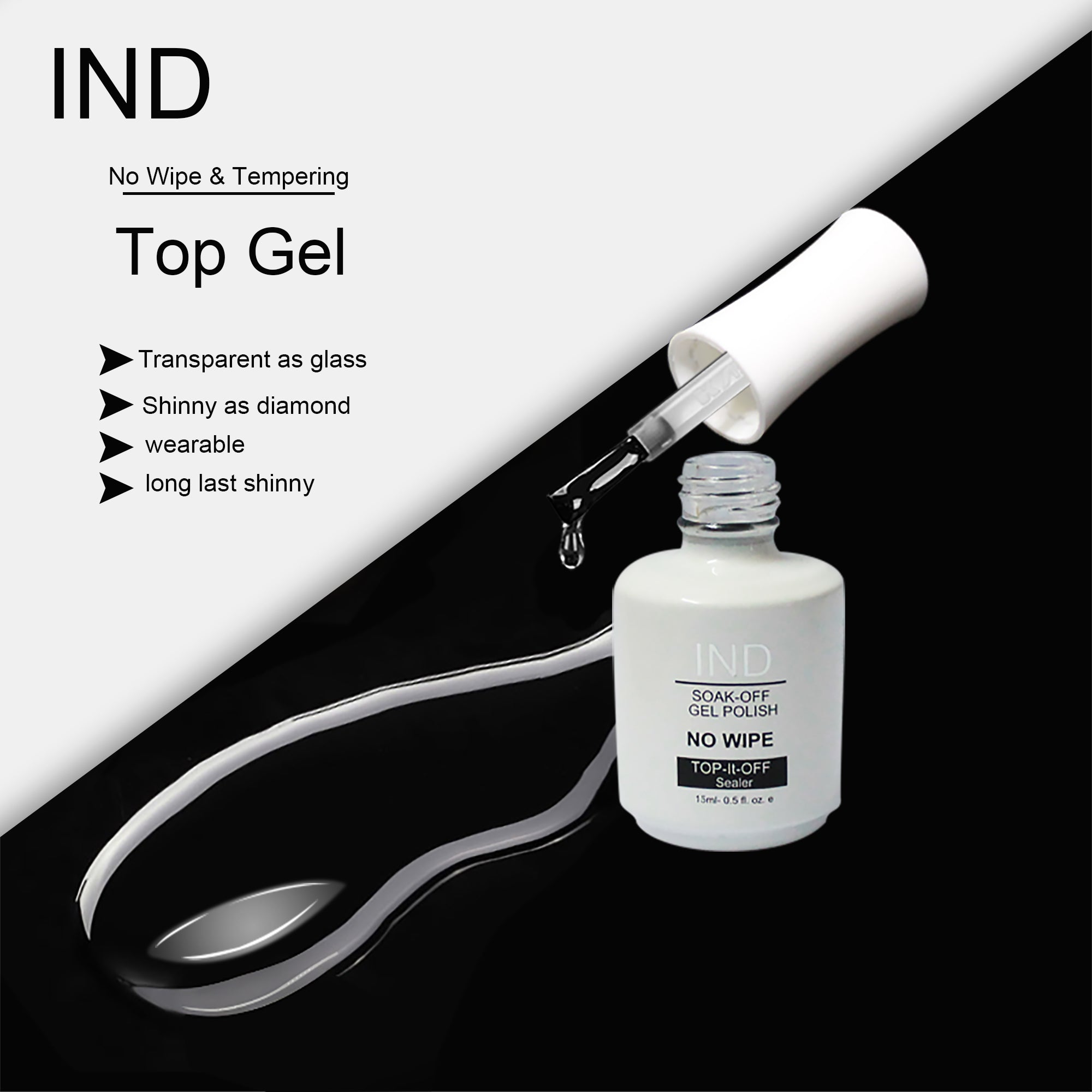 IND Top It Off Non-Wipe Gel 8oz( Khuyến mại đặc biệt: Mua 1 IND Top It Off Non-Wipe Gel 8oz Nhận 4 IND Top It Off Non-Wipe Gel 0.5oz)